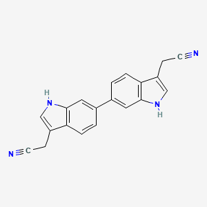 molecular formula C20H14N4 B8008185 2-[6-[3-(cyanomethyl)-1H-indol-6-yl]-1H-indol-3-yl]acetonitrile 