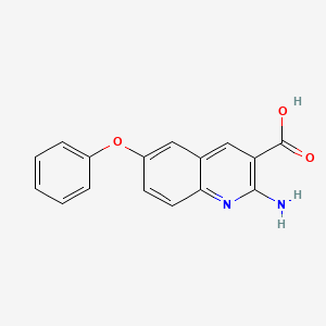 molecular formula C16H12N2O3 B8008238 2-Amino-6-phenoxyquinoline-3-carboxylic acid 
