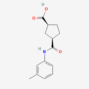 molecular formula C14H17NO3 B8008285 (1S,3R)-3-[(3-methylphenyl)carbamoyl]cyclopentane-1-carboxylic acid 