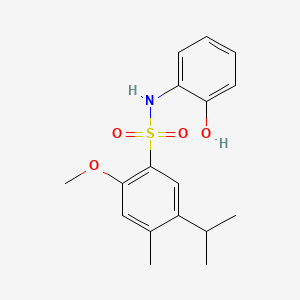molecular formula C17H21NO4S B8008296 N-(2-hydroxyphenyl)-5-isopropyl-2-methoxy-4-methylbenzenesulfonamide 