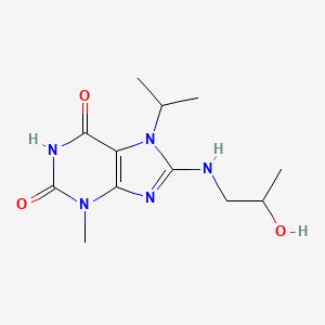 molecular formula C12H19N5O3 B8008303 8-(2-Hydroxypropylamino)-3-methyl-7-propan-2-ylpurine-2,6-dione 