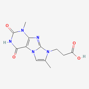 molecular formula C12H13N5O4 B8008308 3-(4,7-Dimethyl-1,3-dioxopurino[7,8-a]imidazol-6-yl)propanoic acid 