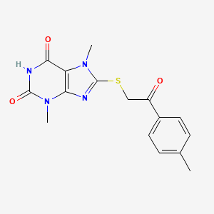 molecular formula C16H16N4O3S B8008315 3,7-Dimethyl-8-[2-(4-methylphenyl)-2-oxoethyl]sulfanylpurine-2,6-dione 