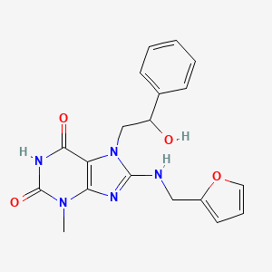 molecular formula C19H19N5O4 B8008336 8-(Furan-2-ylmethylamino)-7-(2-hydroxy-2-phenylethyl)-3-methylpurine-2,6-dione 