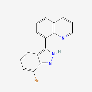 molecular formula C16H10BrN3 B8008393 8-(7-bromo-1H-indazol-3-yl)quinoline 