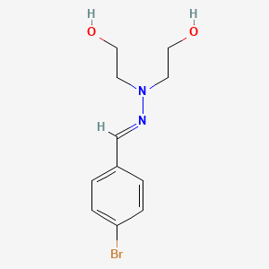 molecular formula C11H15BrN2O2 B8008486 2-[(E)-2-[(4-bromophenyl)methylidene]-1-(2-hydroxyethyl)hydrazin-1-yl]ethan-1-ol 