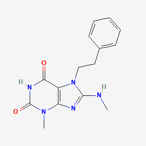 molecular formula C15H17N5O2 B8008559 3-Methyl-8-(methylamino)-7-(2-phenylethyl)purine-2,6-dione 