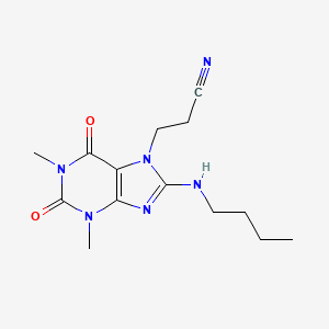 molecular formula C14H20N6O2 B8008563 3-[8-(Butylamino)-1,3-dimethyl-2,6-dioxopurin-7-yl]propanenitrile 