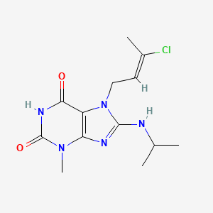 molecular formula C13H18ClN5O2 B8008580 7-[(E)-3-chlorobut-2-enyl]-3-methyl-8-(propan-2-ylamino)purine-2,6-dione 