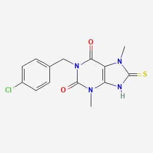 1-[(4-chlorophenyl)methyl]-3,7-dimethyl-8-sulfanylidene-9H-purine-2,6-dione