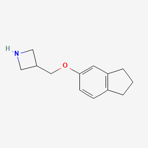 molecular formula C13H17NO B8008828 3-(((2,3-Dihydro-1H-inden-5-yl)oxy)methyl)azetidine 