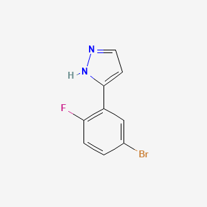 molecular formula C9H6BrFN2 B8008913 3-(5-Bromo-2-fluorophenyl)-1H-pyrazole 