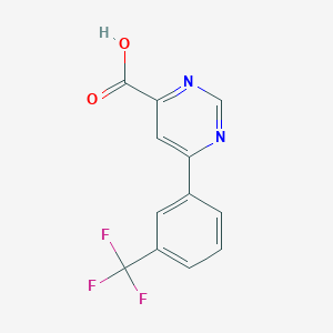 molecular formula C12H7F3N2O2 B8008968 6-[3-(三氟甲基)苯基]嘧啶-4-羧酸 