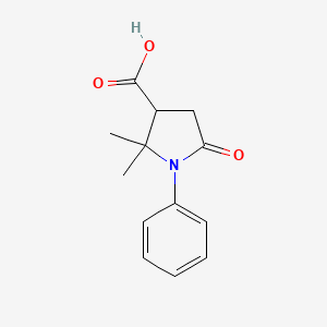 molecular formula C13H15NO3 B8009024 2,2-Dimethyl-5-oxo-1-phenylpyrrolidine-3-carboxylic acid 