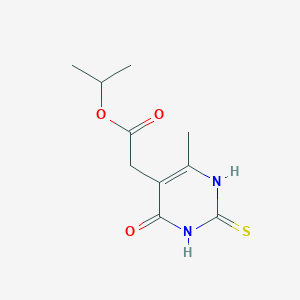 molecular formula C10H14N2O3S B8009082 propan-2-yl 2-(6-methyl-4-oxo-2-sulfanylidene-1H-pyrimidin-5-yl)acetate 