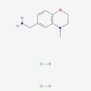 molecular formula C10H16Cl2N2O B8009104 (4-Methyl-3,4-dihydro-2H-benzo[b][1,4]oxazin-6-yl)methanamine dihydrochloride 