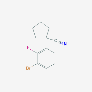 molecular formula C12H11BrFN B8009116 1-(3-Bromo-2-fluorophenyl)cyclopentane-1-carbonitrile 
