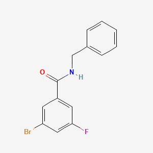 molecular formula C14H11BrFNO B8009227 N-Benzyl-3-bromo-5-fluorobenzamide 