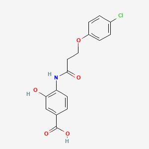 molecular formula C16H14ClNO5 B8009240 4-[3-(4-Chlorophenoxy)propanamido]-3-hydroxybenzoic acid 