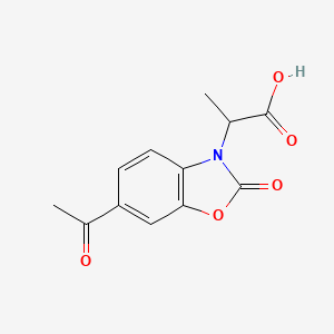 molecular formula C12H11NO5 B8009330 2-(6-Acetyl-2-oxo-1,3-benzoxazol-3-yl)propanoic acid 