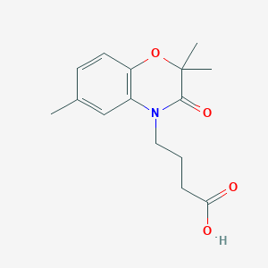molecular formula C15H19NO4 B8009336 4-(2,2,6-Trimethyl-3-oxo-1,4-benzoxazin-4-yl)butanoic acid 