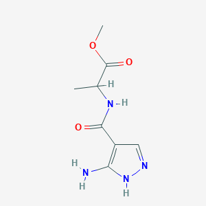 molecular formula C8H12N4O3 B8009382 methyl 2-[(5-amino-1H-pyrazole-4-carbonyl)amino]propanoate 