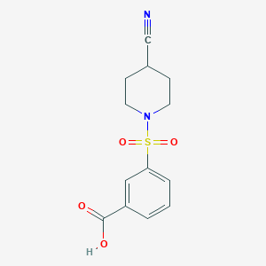 molecular formula C13H14N2O4S B8009489 3-((4-Cyanopiperidin-1-yl)sulfonyl)benzoic acid 