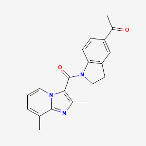 molecular formula C20H19N3O2 B8009492 1-[1-(2,8-Dimethylimidazo[1,2-a]pyridine-3-carbonyl)-2,3-dihydroindol-5-yl]ethanone 