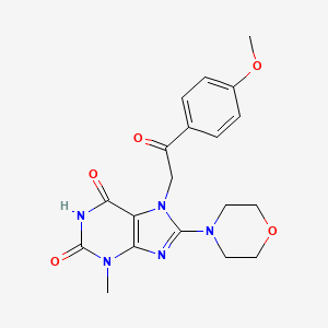 molecular formula C19H21N5O5 B8009590 7-[2-(4-Methoxyphenyl)-2-oxoethyl]-3-methyl-8-morpholin-4-ylpurine-2,6-dione 