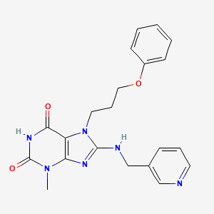 molecular formula C21H22N6O3 B8009604 3-Methyl-7-(3-phenoxypropyl)-8-(pyridin-3-ylmethylamino)purine-2,6-dione 