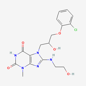 molecular formula C17H20ClN5O5 B8009608 7-[3-(2-Chlorophenoxy)-2-hydroxypropyl]-8-(2-hydroxyethylamino)-3-methylpurine-2,6-dione 