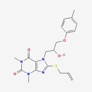 molecular formula C20H24N4O4S B8009612 7-[2-Hydroxy-3-(4-methylphenoxy)propyl]-1,3-dimethyl-8-prop-2-enylsulfanylpurine-2,6-dione 