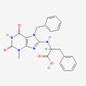 molecular formula C22H21N5O4 B8009618 2-[(7-Benzyl-3-methyl-2,6-dioxopurin-8-yl)amino]-3-phenylpropanoic acid 