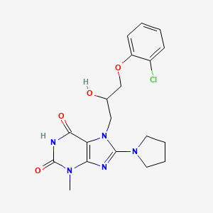 molecular formula C19H22ClN5O4 B8009623 7-[3-(2-Chlorophenoxy)-2-hydroxypropyl]-3-methyl-8-pyrrolidin-1-ylpurine-2,6-dione 