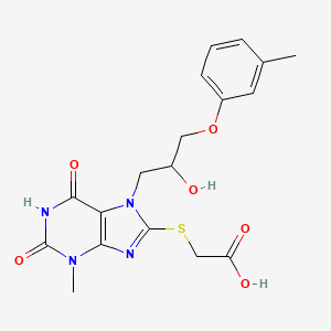 molecular formula C18H20N4O6S B8009631 2-[7-[2-Hydroxy-3-(3-methylphenoxy)propyl]-3-methyl-2,6-dioxopurin-8-yl]sulfanylacetic acid 