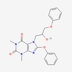 molecular formula C22H22N4O5 B8009645 7-(2-Hydroxy-3-phenoxypropyl)-1,3-dimethyl-8-phenoxypurine-2,6-dione 