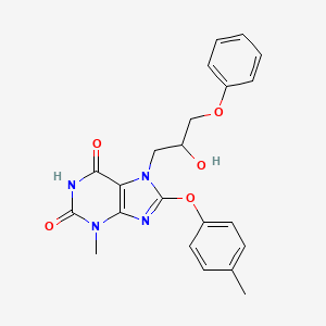 molecular formula C22H22N4O5 B8009647 7-(2-Hydroxy-3-phenoxypropyl)-3-methyl-8-(4-methylphenoxy)purine-2,6-dione 