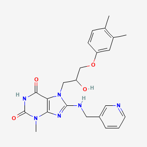 molecular formula C23H26N6O4 B8009652 7-[3-(3,4-Dimethylphenoxy)-2-hydroxypropyl]-3-methyl-8-(pyridin-3-ylmethylamino)purine-2,6-dione 