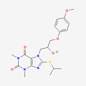 7-[2-Hydroxy-3-(4-methoxyphenoxy)propyl]-1,3-dimethyl-8-propan-2-ylsulfanylpurine-2,6-dione