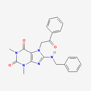 molecular formula C22H21N5O3 B8009710 8-(Benzylamino)-1,3-dimethyl-7-phenacylpurine-2,6-dione 