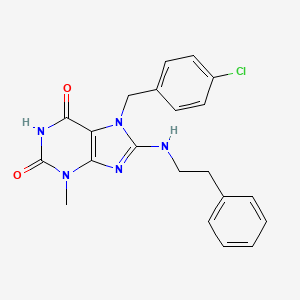 molecular formula C21H20ClN5O2 B8009730 7-[(4-Chlorophenyl)methyl]-3-methyl-8-(2-phenylethylamino)purine-2,6-dione 