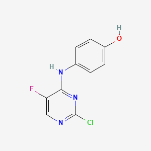 molecular formula C10H7ClFN3O B8009742 4-[(2-Chloro-5-fluoropyrimidin-4-yl)amino]phenol 