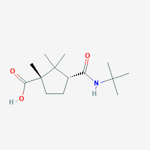 molecular formula C14H25NO3 B8009768 (1S,3R)-3-(tert-butylcarbamoyl)-1,2,2-trimethylcyclopentane-1-carboxylic acid 