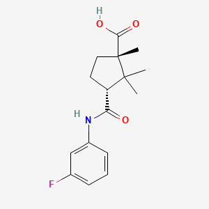 molecular formula C16H20FNO3 B8009786 (1S,3R)-3-[(3-fluorophenyl)carbamoyl]-1,2,2-trimethylcyclopentane-1-carboxylic acid 