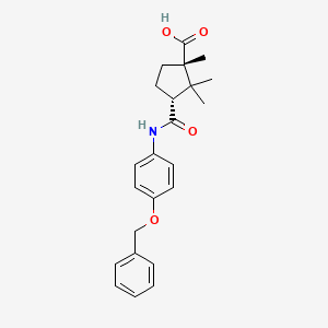 molecular formula C23H27NO4 B8009809 (1S,3R)-1,2,2-trimethyl-3-[(4-phenylmethoxyphenyl)carbamoyl]cyclopentane-1-carboxylic acid 