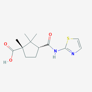 molecular formula C13H18N2O3S B8009824 (1S,3R)-1,2,2-trimethyl-3-(1,3-thiazol-2-ylcarbamoyl)cyclopentane-1-carboxylic acid 