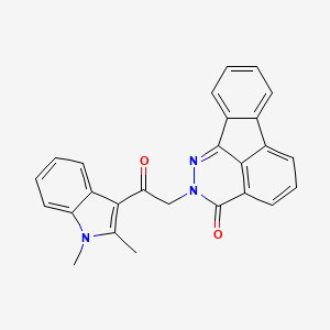 molecular formula C26H19N3O2 B8009826 3-[2-(1,2-Dimethylindol-3-yl)-2-oxoethyl]-2,3-diazatetracyclo[7.6.1.05,16.010,15]hexadeca-1,5(16),6,8,10,12,14-heptaen-4-one 