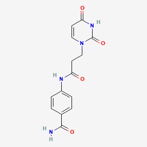 molecular formula C14H14N4O4 B8009992 4-[3-(2,4-Dioxopyrimidin-1-yl)propanoylamino]benzamide 