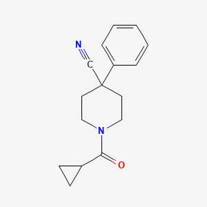 molecular formula C16H18N2O B8010105 1-(Cyclopropanecarbonyl)-4-phenylpiperidine-4-carbonitrile 