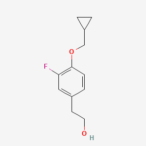 molecular formula C12H15FO2 B8010135 2-(4-(Cyclopropylmethoxy)-3-fluorophenyl)ethanol 